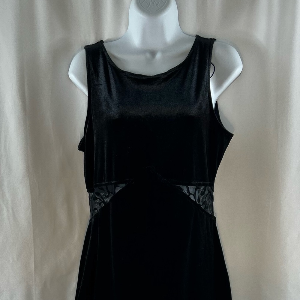 All that Jazz black velvet knit lace cutout waist sleeveless minidress L - Picture 14 of 15